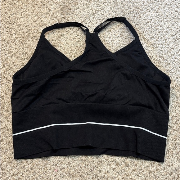 Victorias Secret Pink Active Racerback Cropped Bra Tank Size Medium Black - Picture 3 of 4